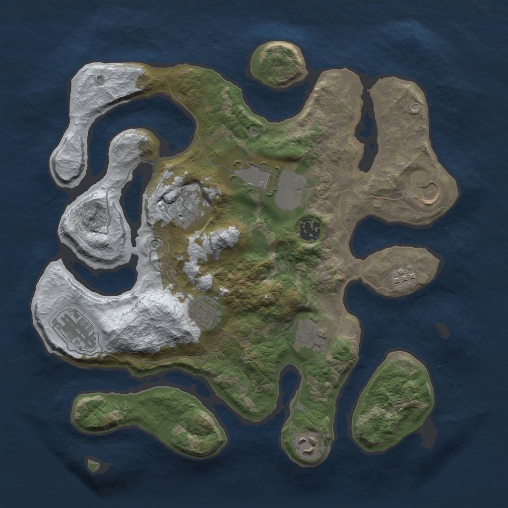 Rust Map: Barren, Size: 3500, Seed: 5837171, 12 Monuments