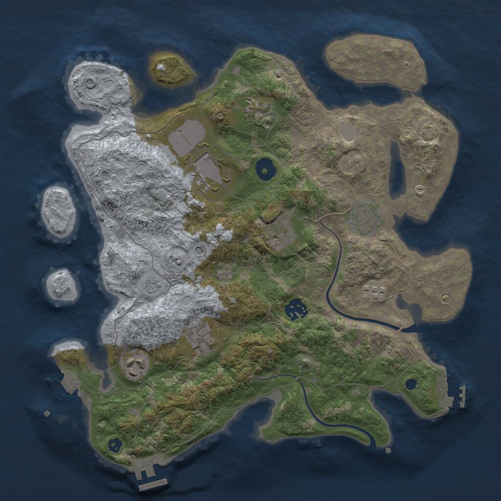 Rust Map: Procedural Map, Size: 3500, Seed: 2662297, 14 Monuments