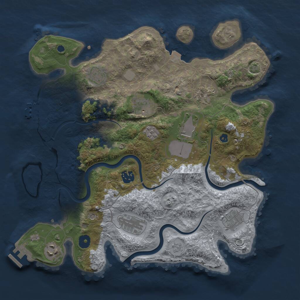 Rust Map: Procedural Map, Size: 3500, Seed: 3413086, 15 Monuments