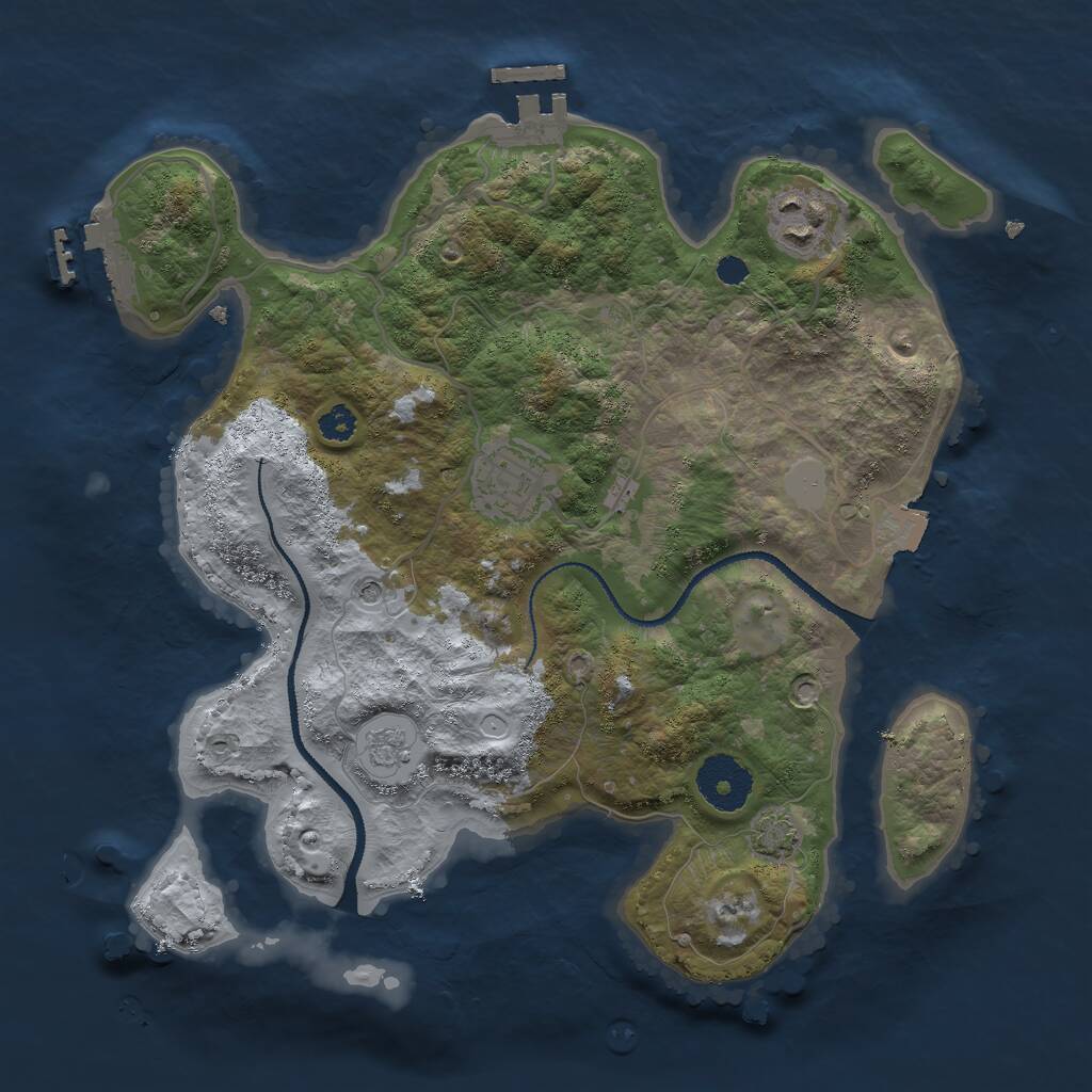 Rust Map: Procedural Map, Size: 3000, Seed: 13437, 8 Monuments