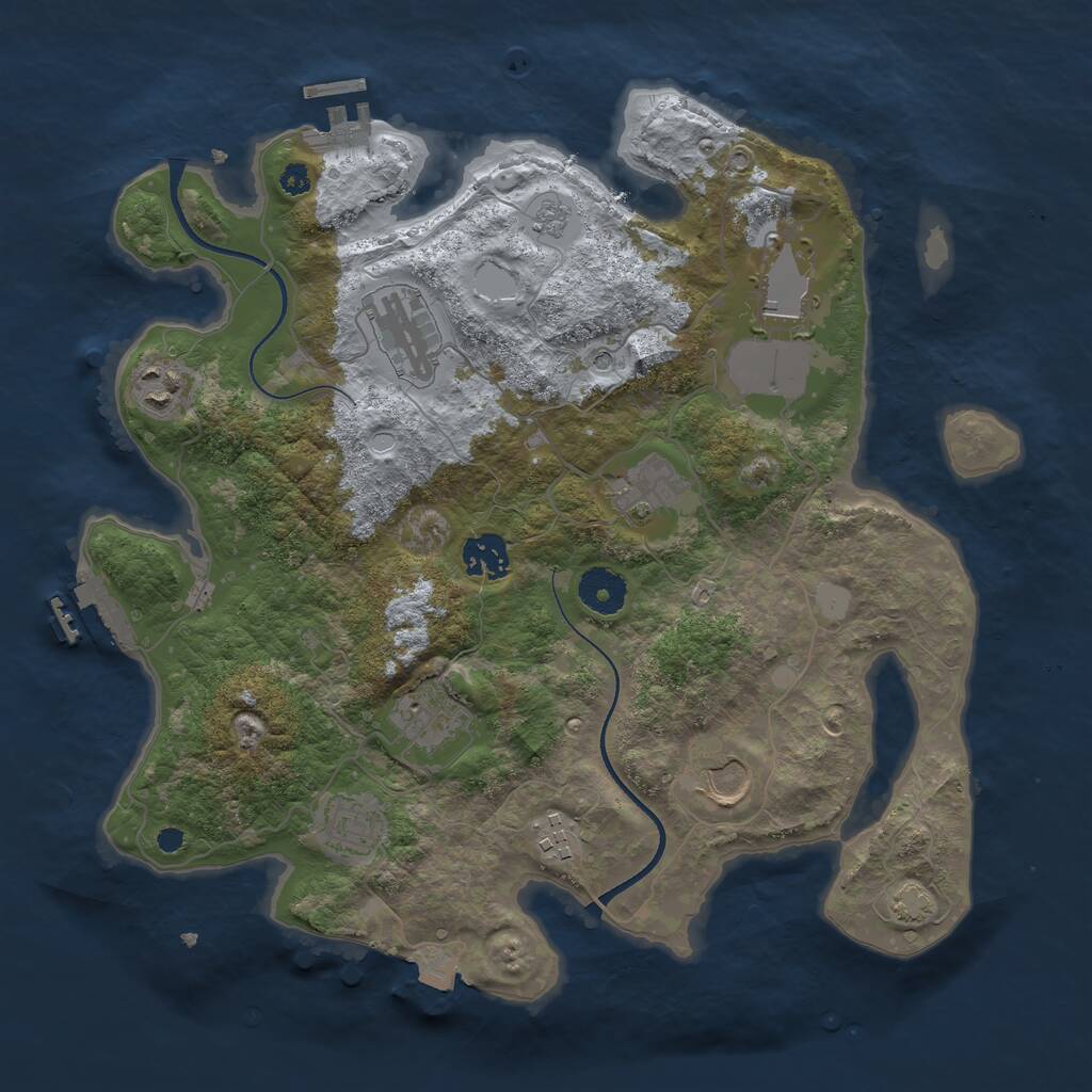 Rust Map: Procedural Map, Size: 3500, Seed: 5196546, 15 Monuments
