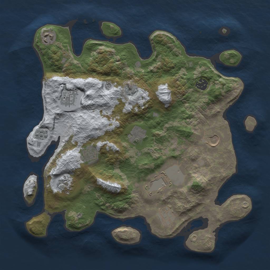 Rust Map: Barren, Size: 3500, Seed: 4990894, 13 Monuments