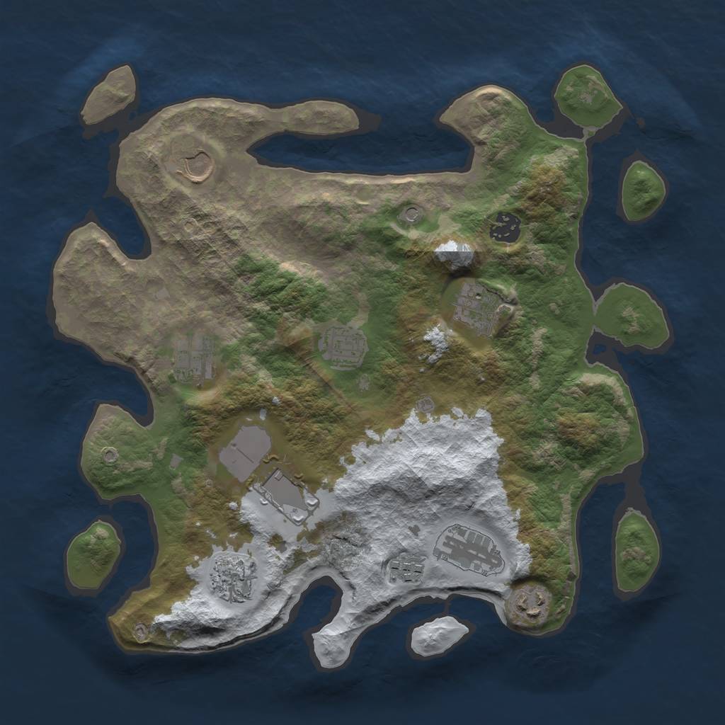 Rust Map: Barren, Size: 3500, Seed: 369323, 13 Monuments