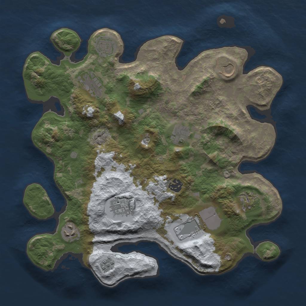 Rust Map: Barren, Size: 3500, Seed: 6340542, 13 Monuments