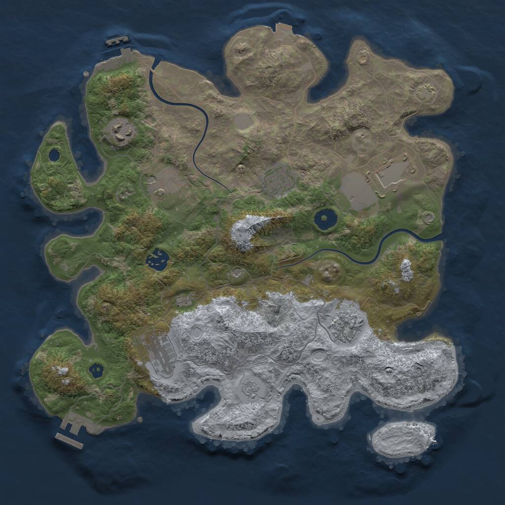 Rust Map: Procedural Map, Size: 3500, Seed: 489593, 13 Monuments