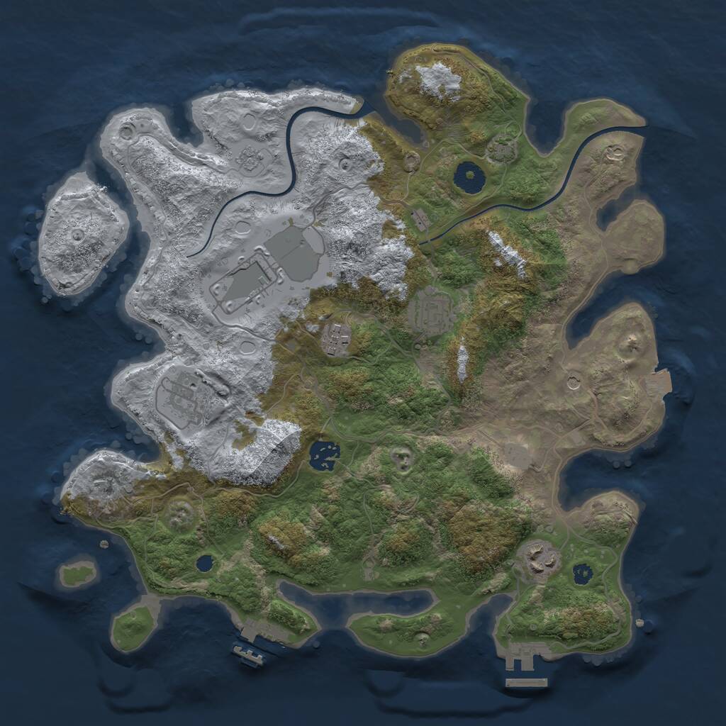 Rust Map: Procedural Map, Size: 3500, Seed: 1051396, 12 Monuments