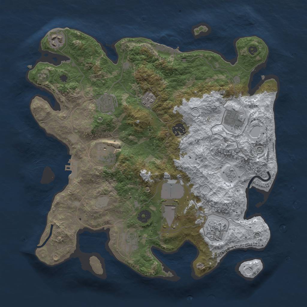 Rust Map: Procedural Map, Size: 3500, Seed: 5152393, 18 Monuments