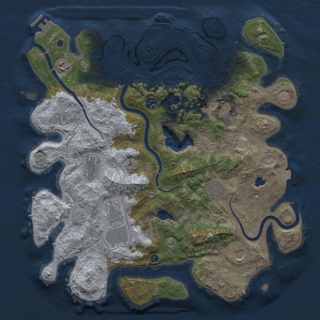 Rust Map: Procedural Map, Size: 4000, Seed: 5118127, 14 Monuments