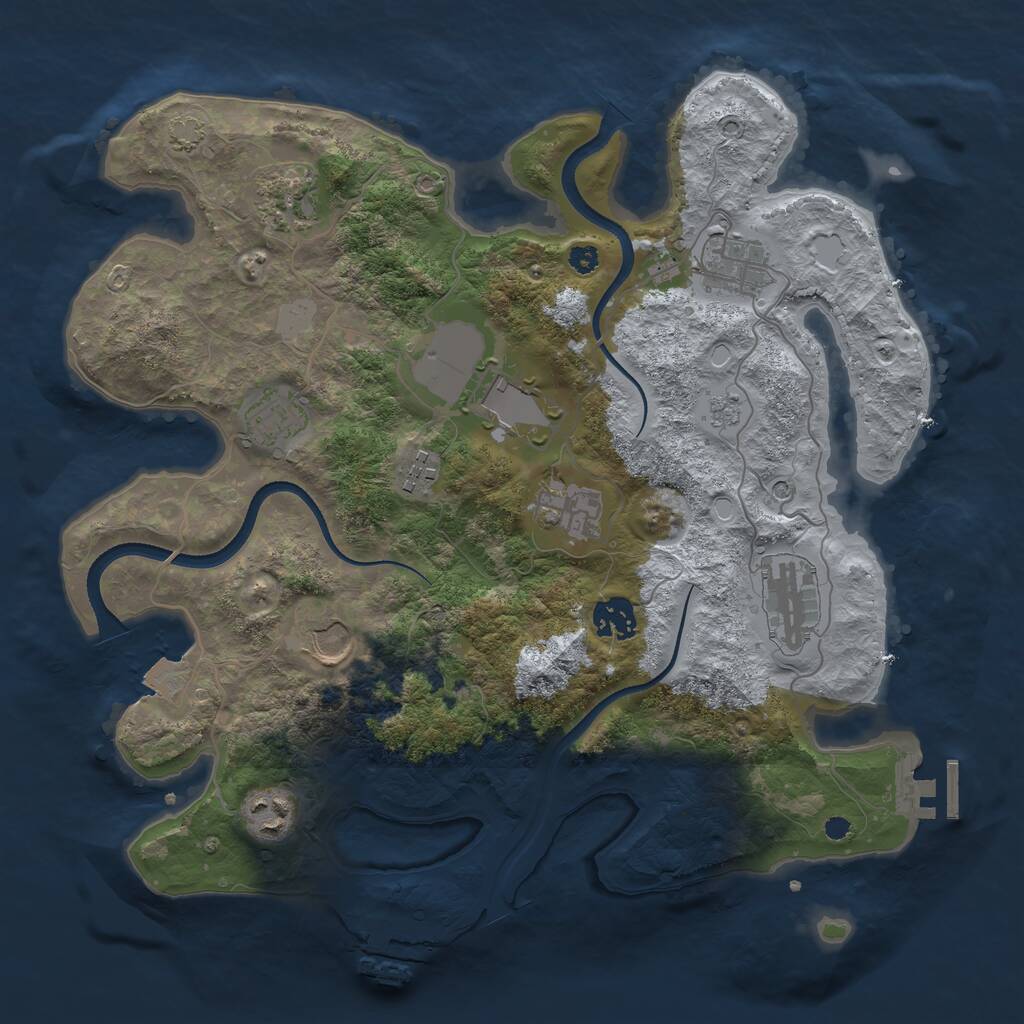 Rust Map: Procedural Map, Size: 3500, Seed: 3279188, 16 Monuments