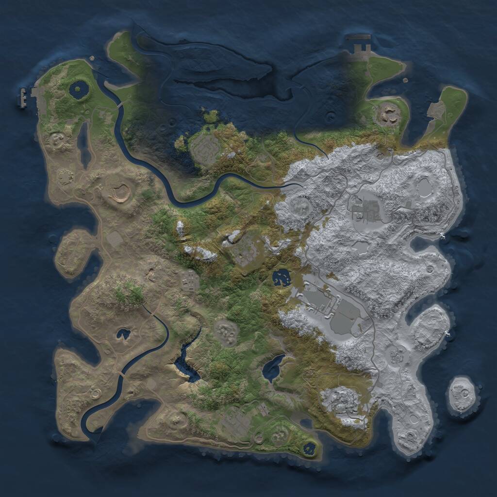 Rust Map: Procedural Map, Size: 4000, Seed: 3894712, 16 Monuments