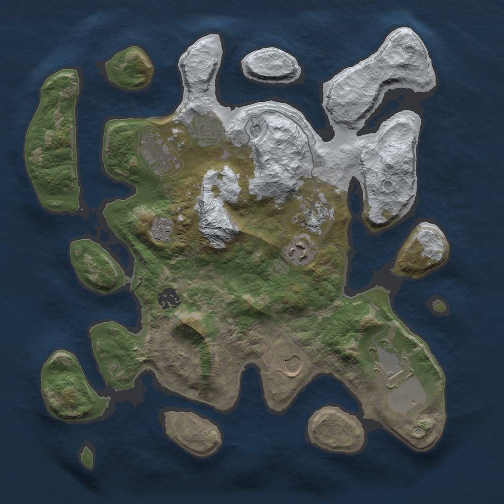 Rust Map: Barren, Size: 3500, Seed: 577647, 11 Monuments