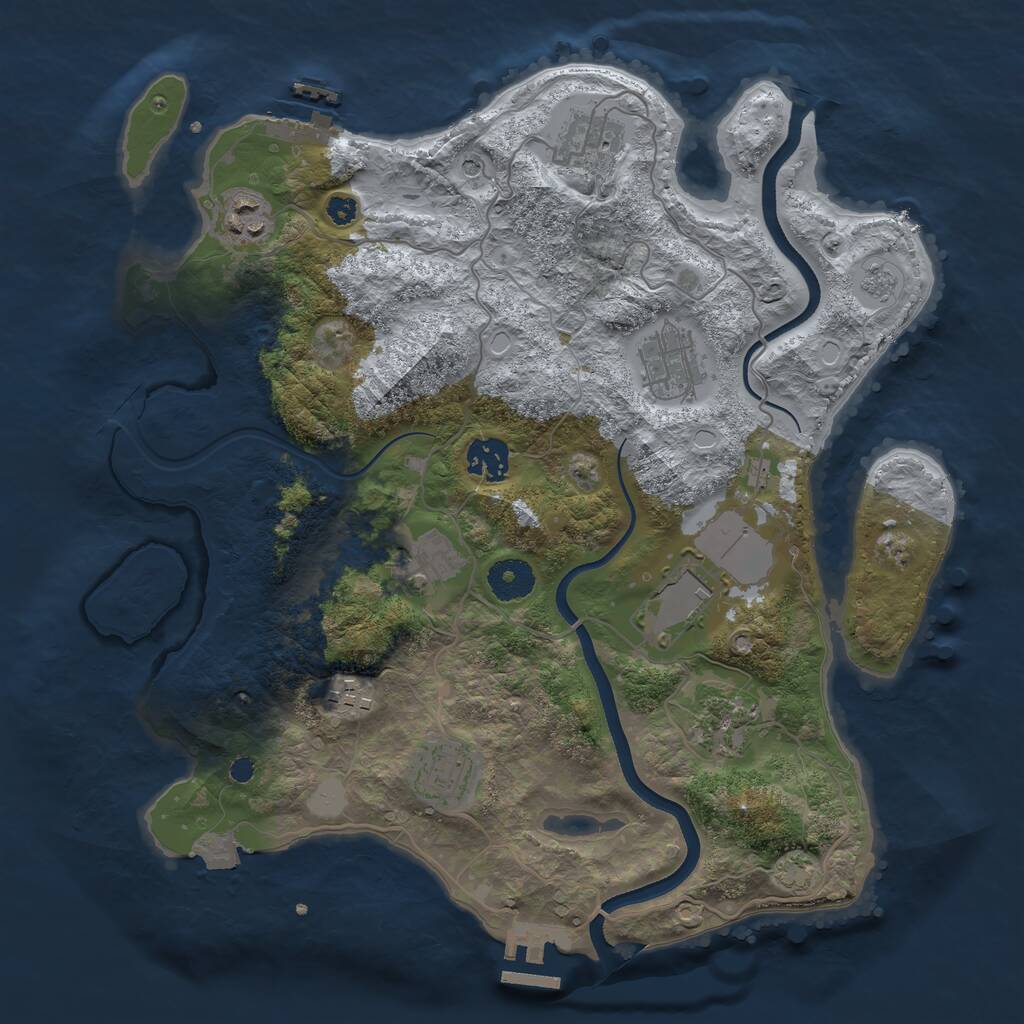 Rust Map: Procedural Map, Size: 3500, Seed: 3023430, 15 Monuments