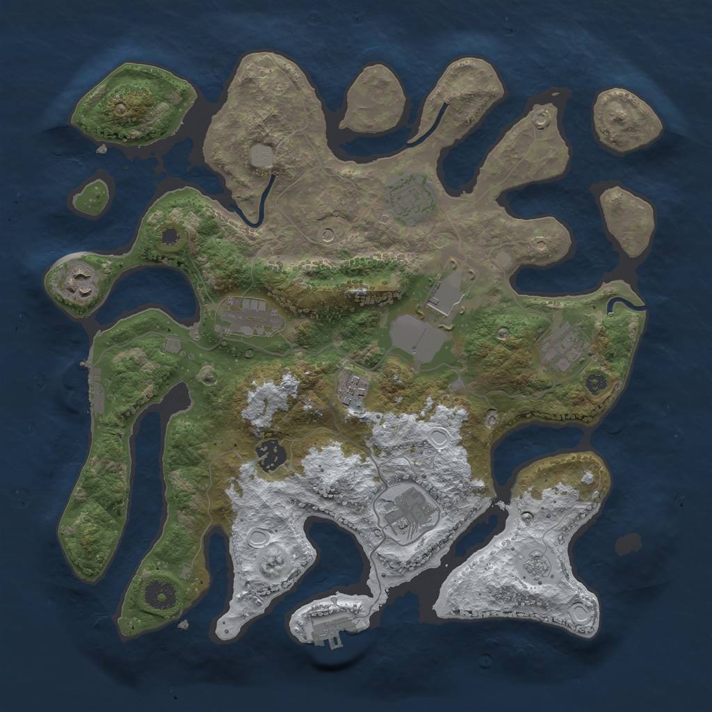 Rust Map: Procedural Map, Size: 3500, Seed: 264764, 17 Monuments