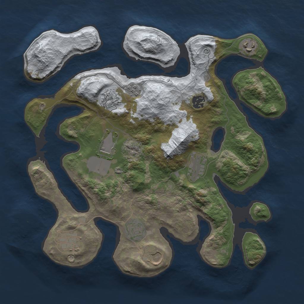 Rust Map: Barren, Size: 3500, Seed: 4016013, 12 Monuments