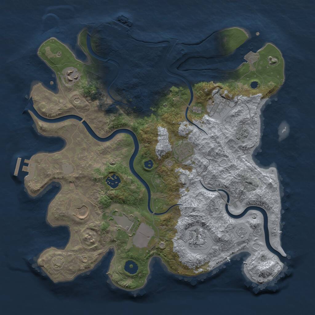 Rust Map: Procedural Map, Size: 3500, Seed: 2199485, 14 Monuments