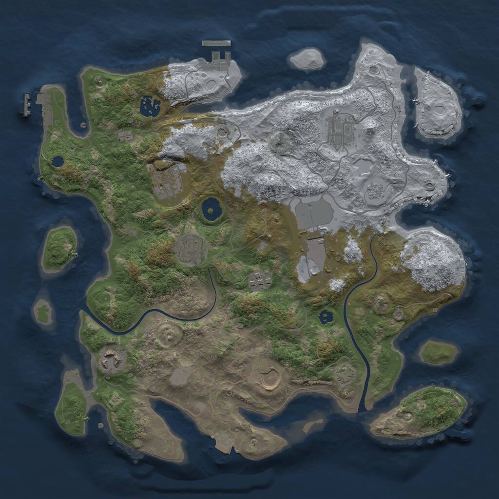 Rust Map: Procedural Map, Size: 3500, Seed: 5430246, 14 Monuments