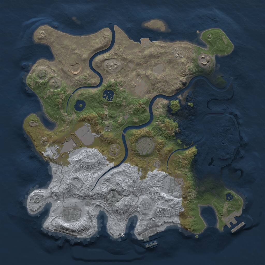 Rust Map: Procedural Map, Size: 3500, Seed: 3725097, 15 Monuments