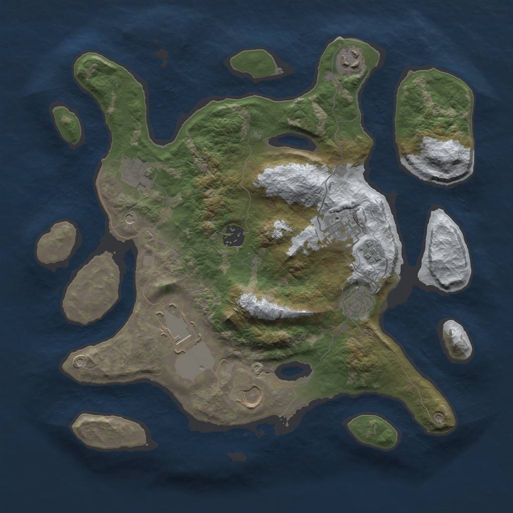 Rust Map: Barren, Size: 3500, Seed: 1433489, 11 Monuments