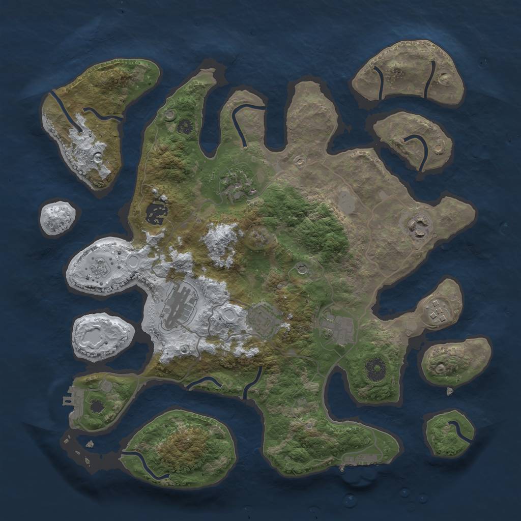Rust Map: Procedural Map, Size: 3500, Seed: 3230715, 16 Monuments