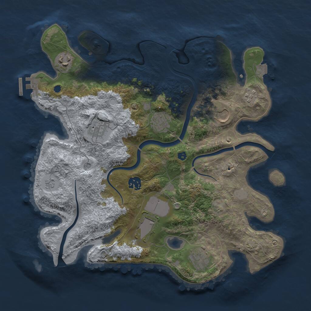 Rust Map: Procedural Map, Size: 3500, Seed: 4338940, 13 Monuments