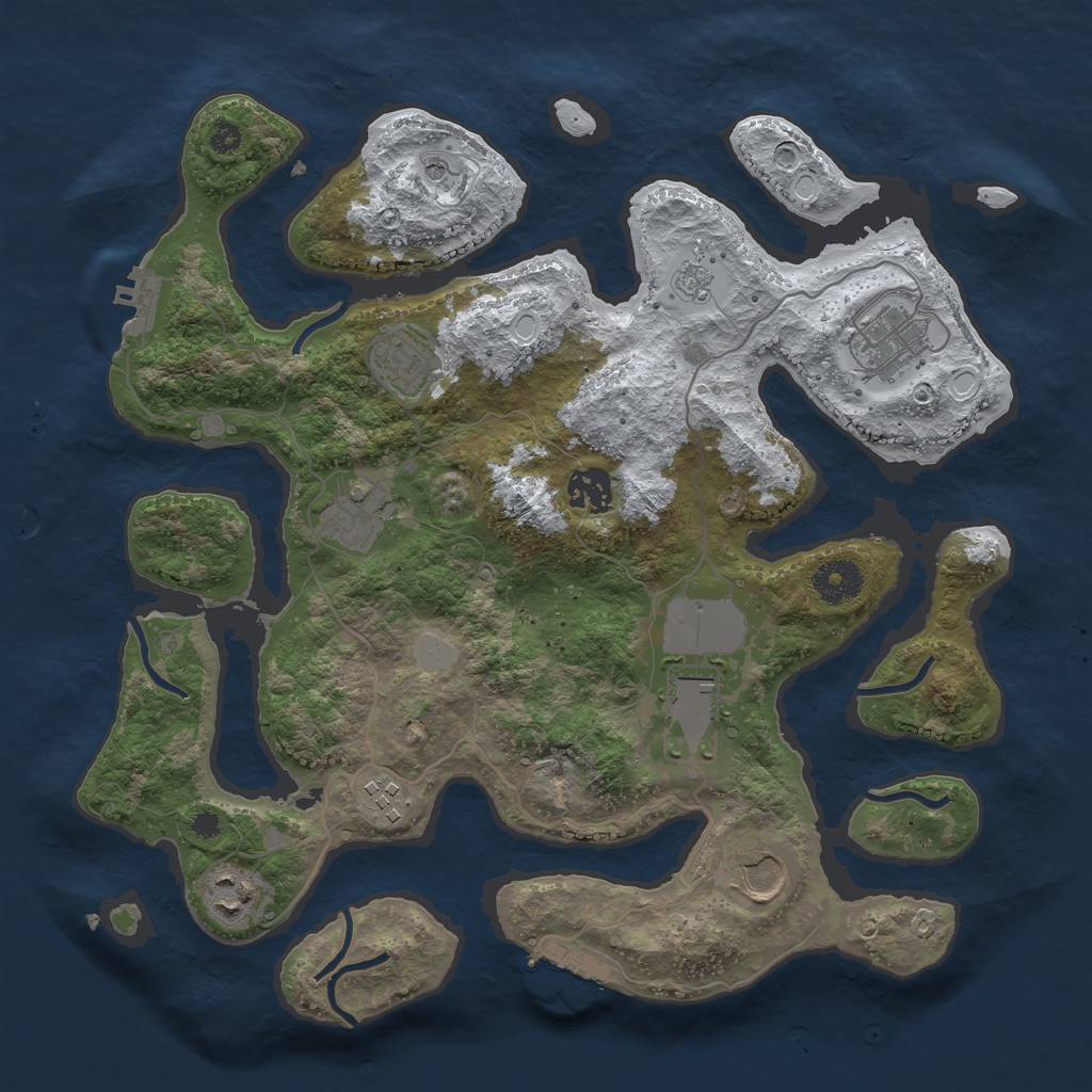 Rust Map: Procedural Map, Size: 3500, Seed: 5293878, 17 Monuments
