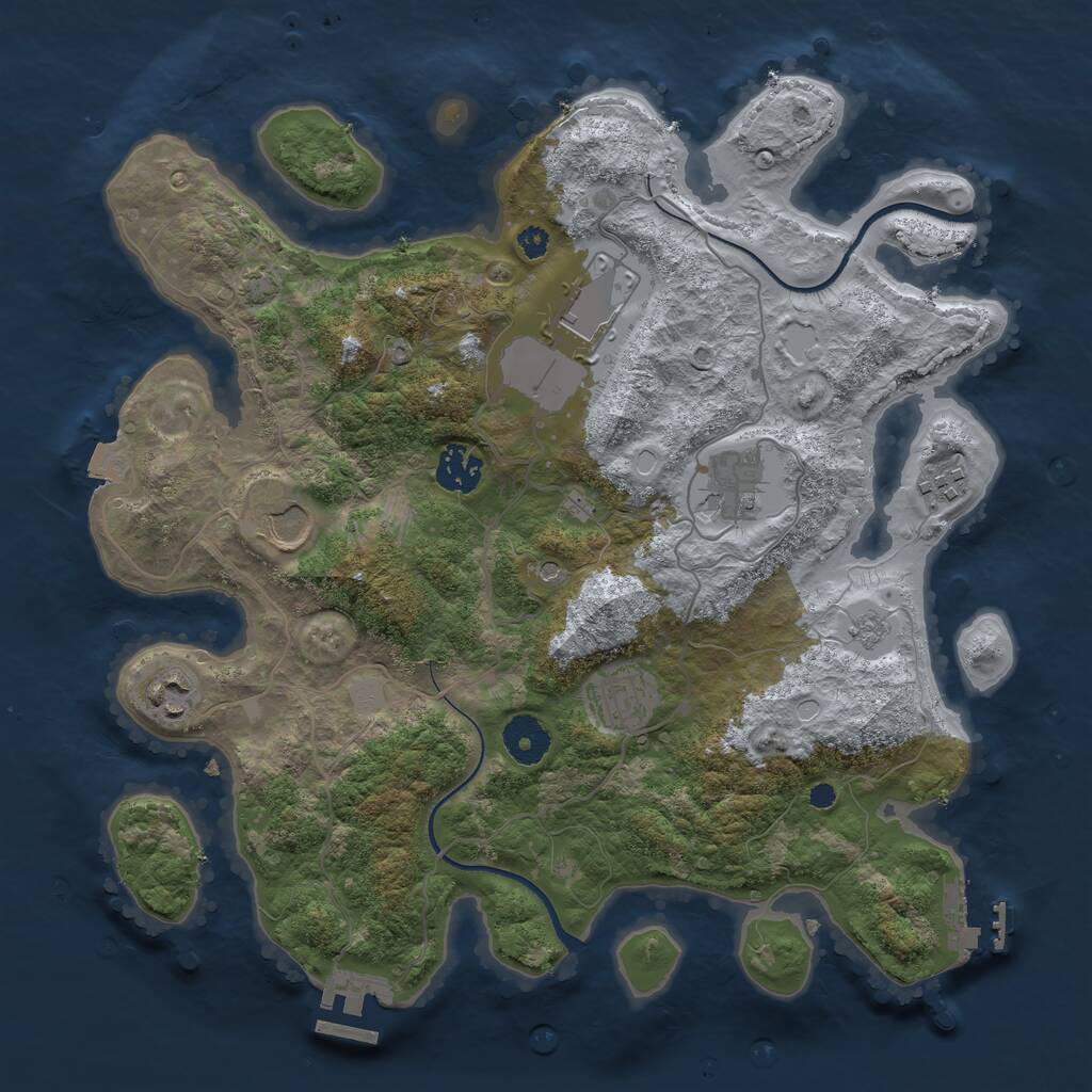 Rust Map: Procedural Map, Size: 3500, Seed: 4226730, 13 Monuments