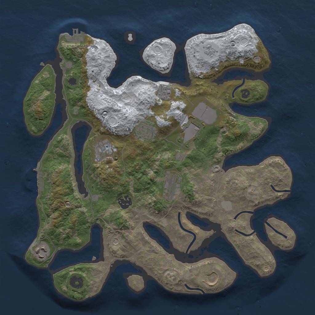 Rust Map: Procedural Map, Size: 3500, Seed: 60207, 17 Monuments