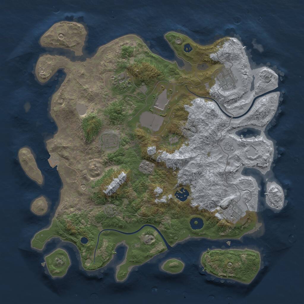 Rust Map: Procedural Map, Size: 3500, Seed: 2183167, 11 Monuments
