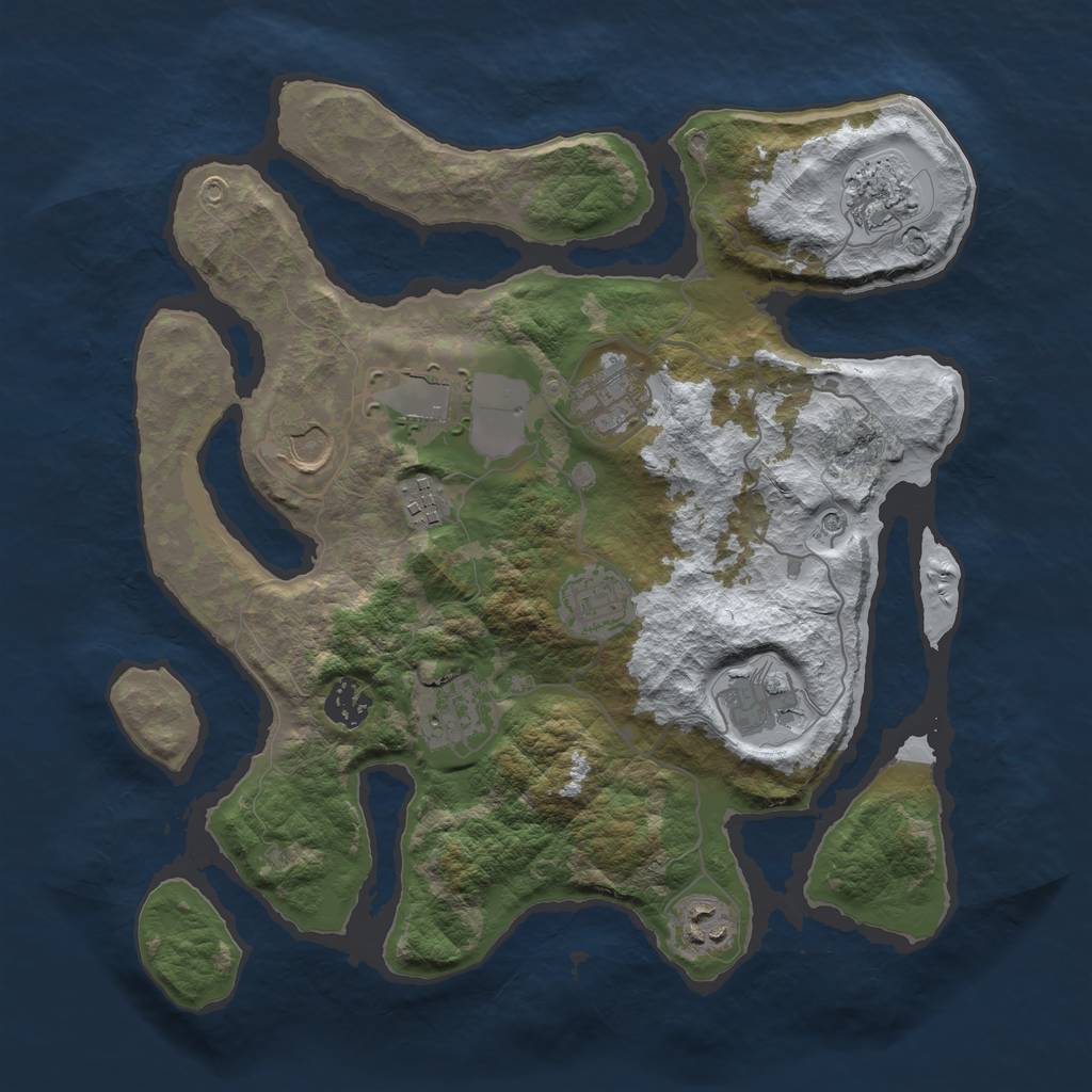 Rust Map: Barren, Size: 3500, Seed: 1190529, 13 Monuments