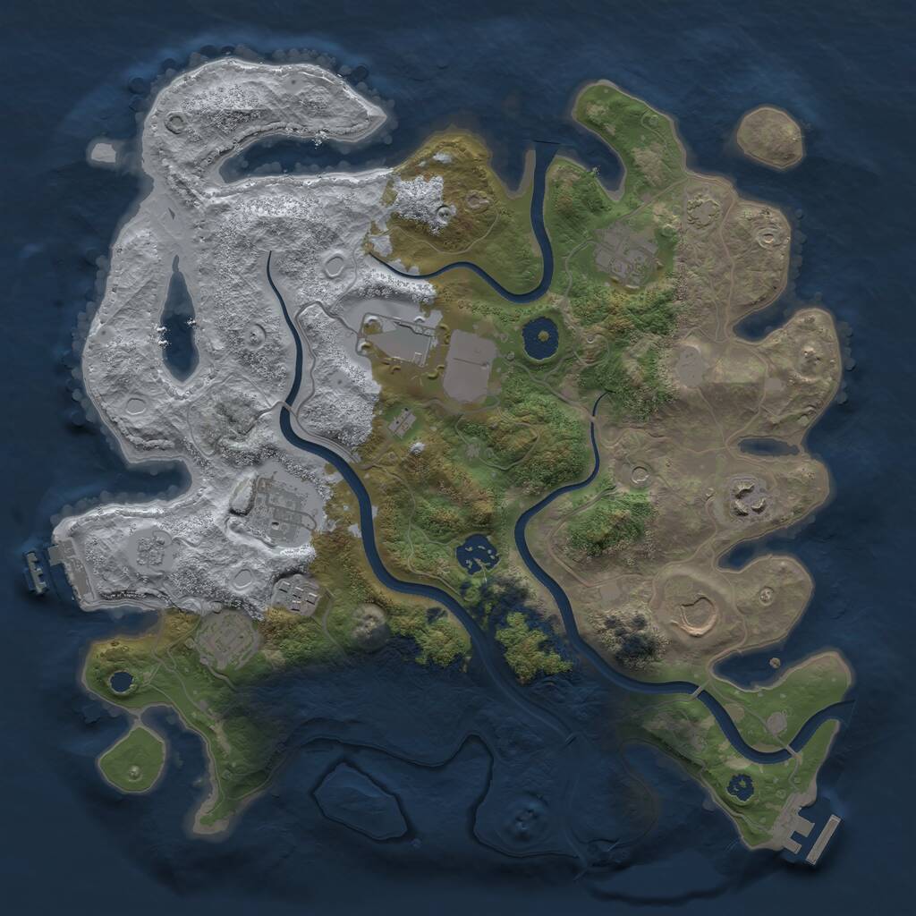 Rust Map: Procedural Map, Size: 3500, Seed: 225929, 14 Monuments