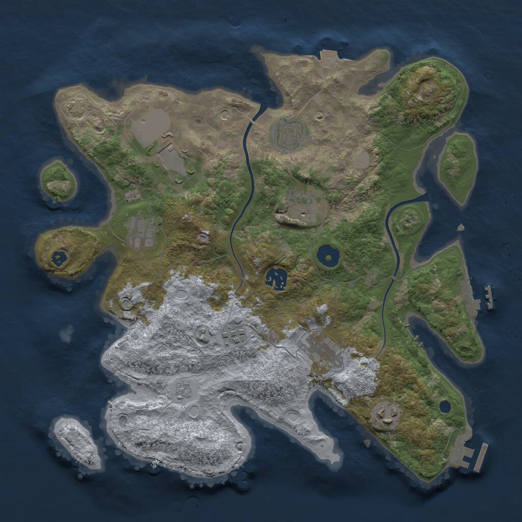 Rust Map: Procedural Map, Size: 3500, Seed: 1489941, 14 Monuments