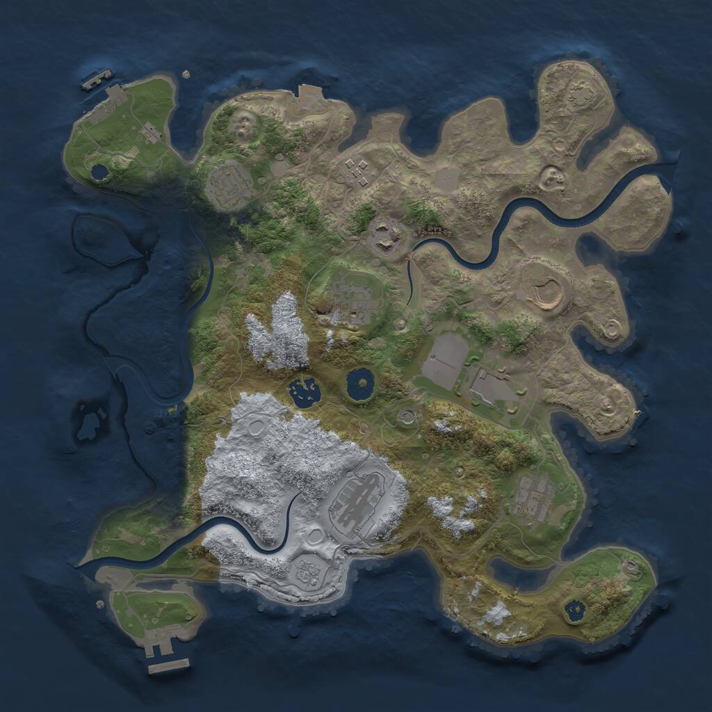 Rust Map: Procedural Map, Size: 3500, Seed: 2187119, 15 Monuments