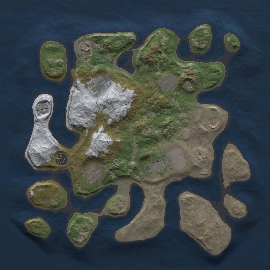 Rust Map: Barren, Size: 3500, Seed: 5156914, 11 Monuments