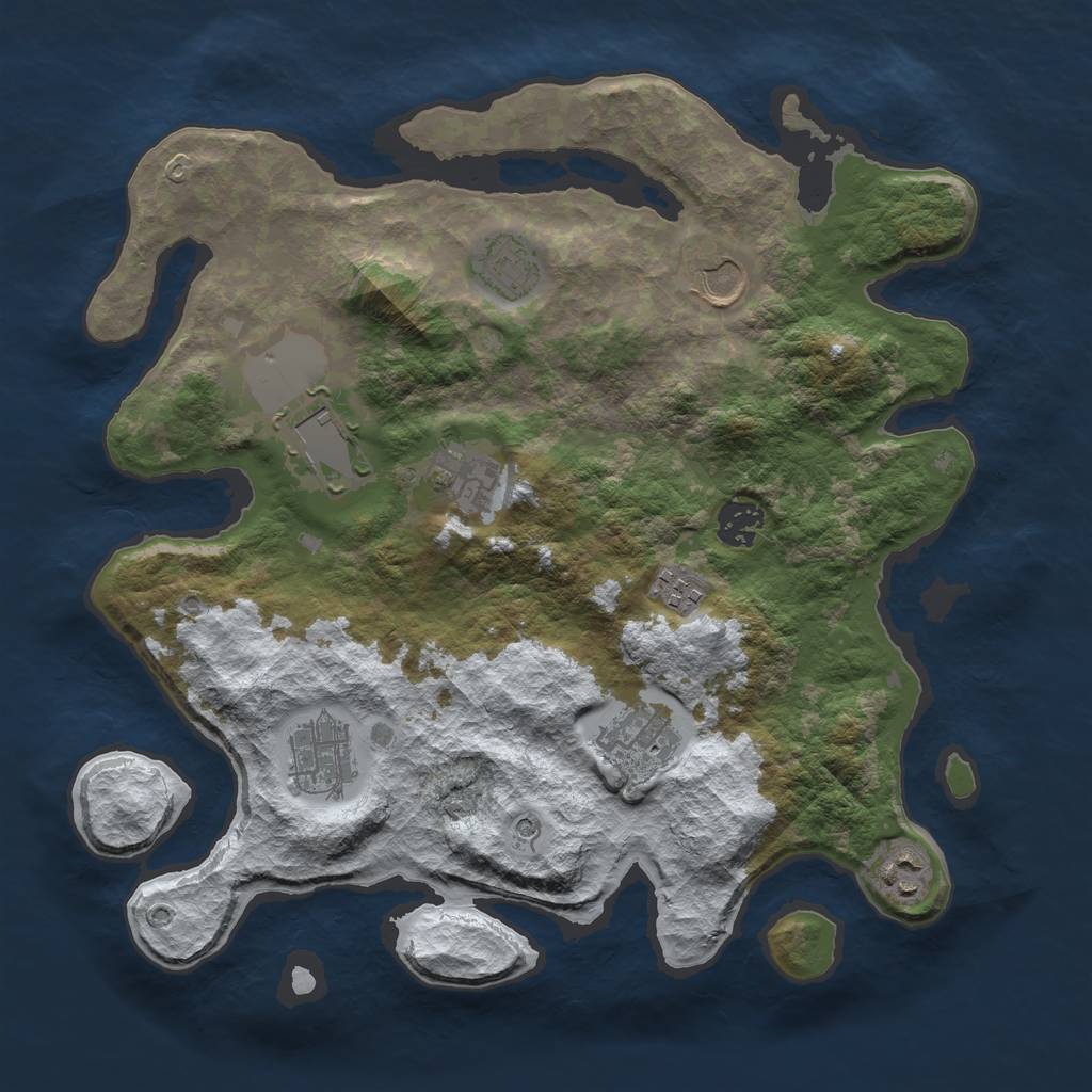 Rust Map: Barren, Size: 3500, Seed: 849368, 12 Monuments