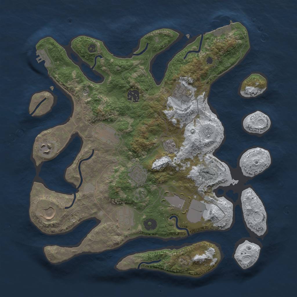 Rust Map: Procedural Map, Size: 3500, Seed: 655298, 18 Monuments