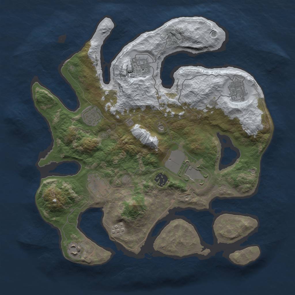 Rust Map: Barren, Size: 3500, Seed: 1974990, 11 Monuments