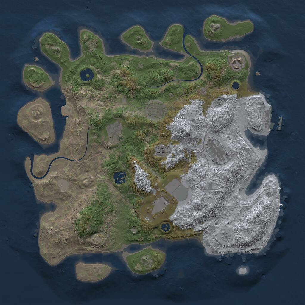 Rust Map: Procedural Map, Size: 3500, Seed: 5782739, 12 Monuments