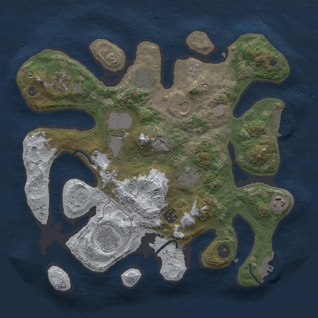 Rust Map: Procedural Map, Size: 3500, Seed: 24991772, 18 Monuments