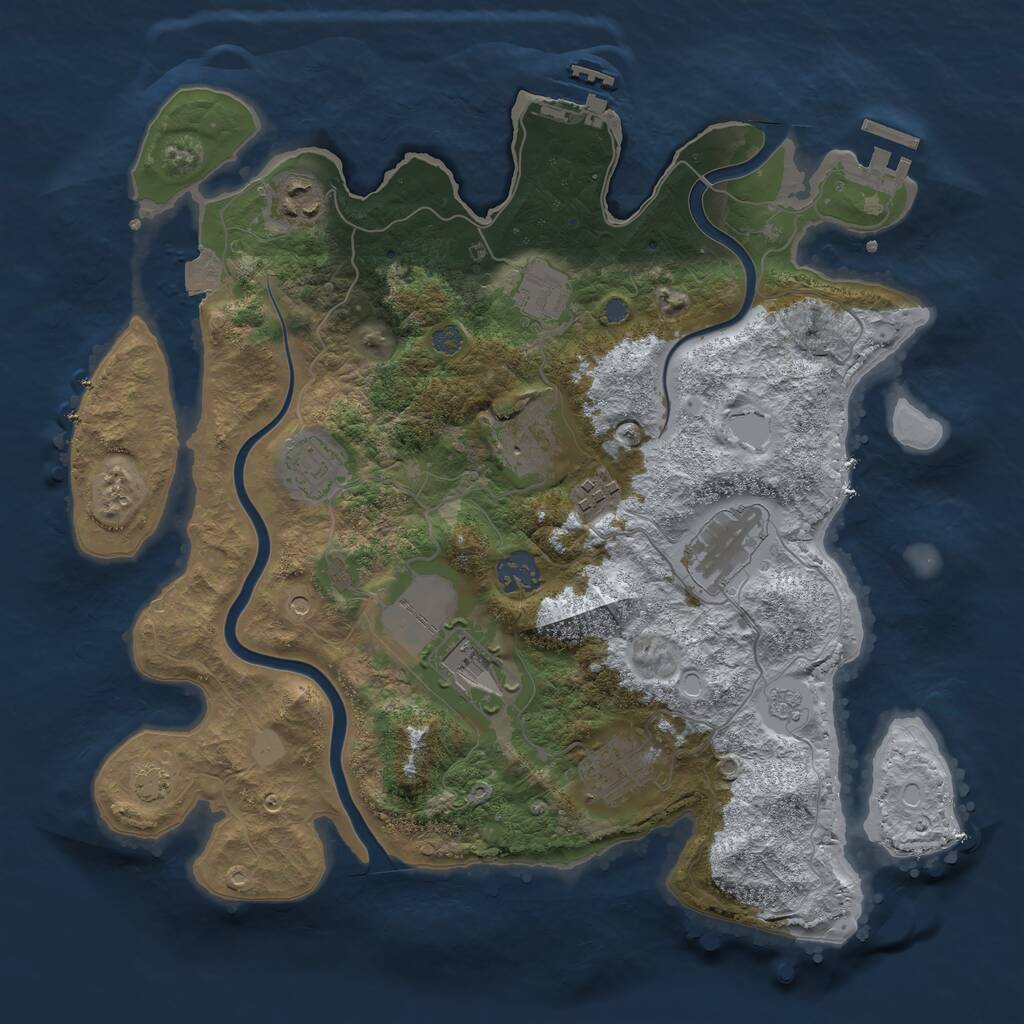 Rust Map: Procedural Map, Size: 3500, Seed: 1134184, 14 Monuments