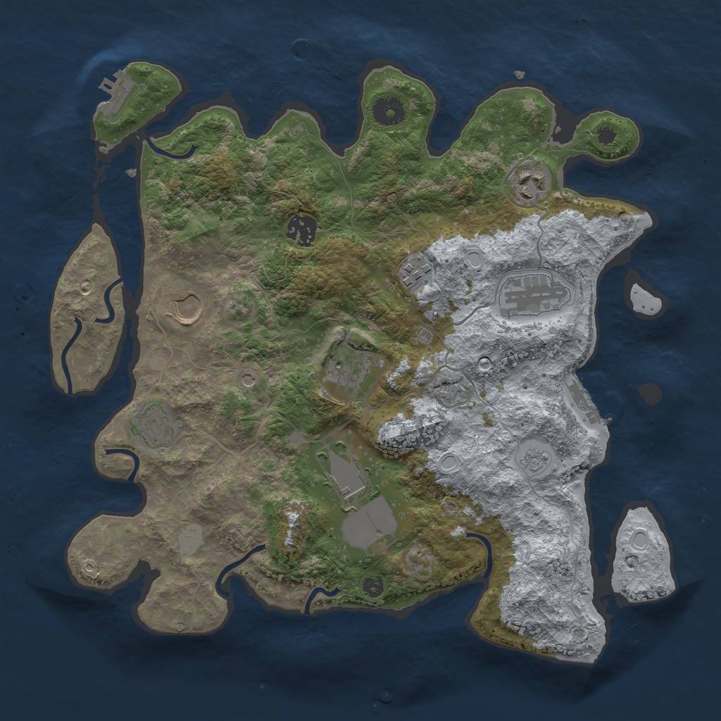 Rust Map: Procedural Map, Size: 3500, Seed: 1134184, 17 Monuments