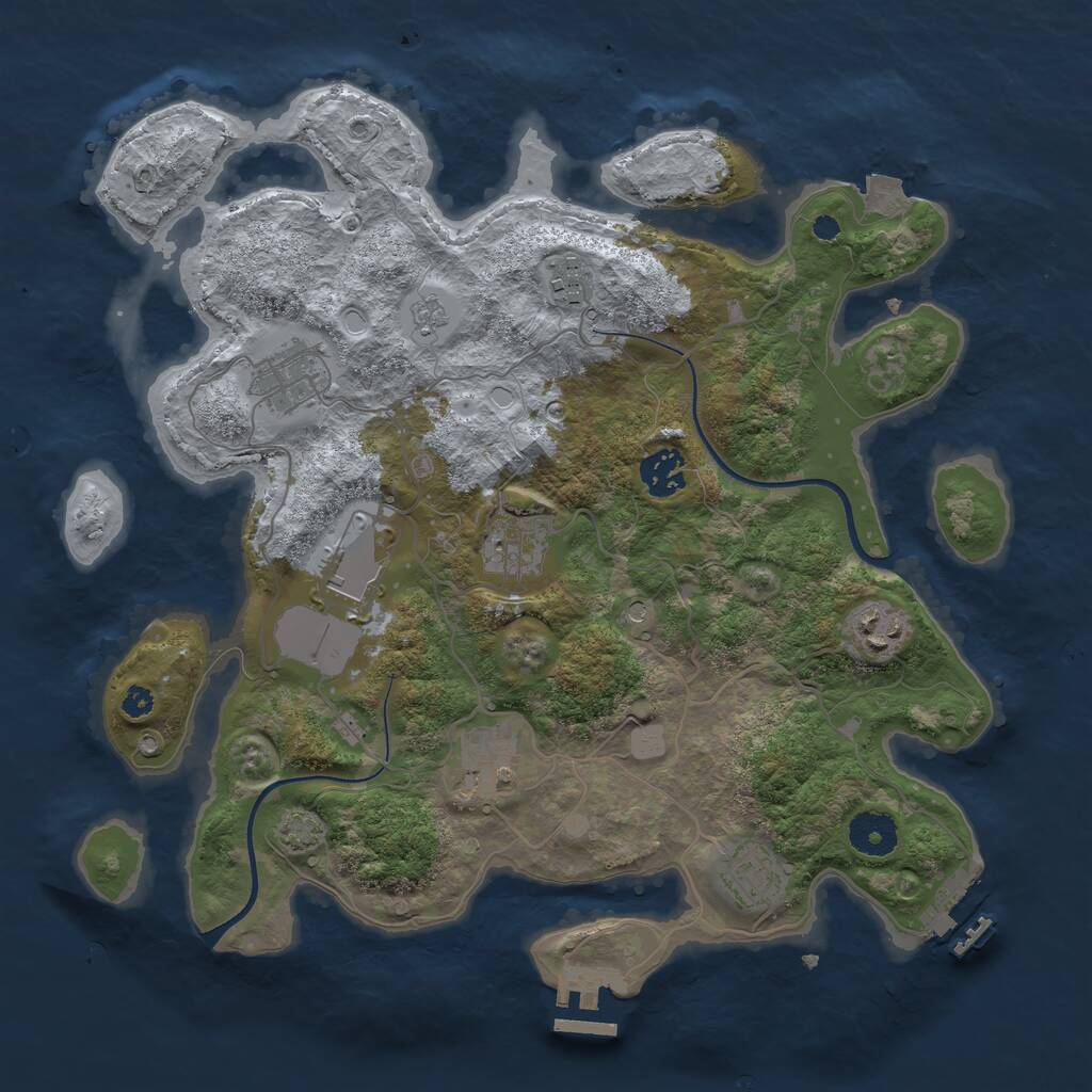 Rust Map: Procedural Map, Size: 3500, Seed: 3849405, 14 Monuments