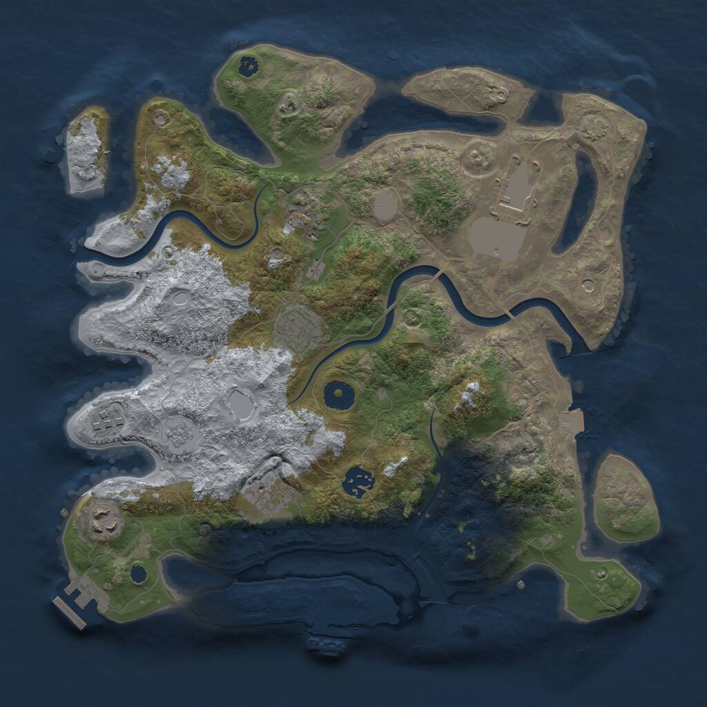 Rust Map: Procedural Map, Size: 3500, Seed: 583466, 13 Monuments
