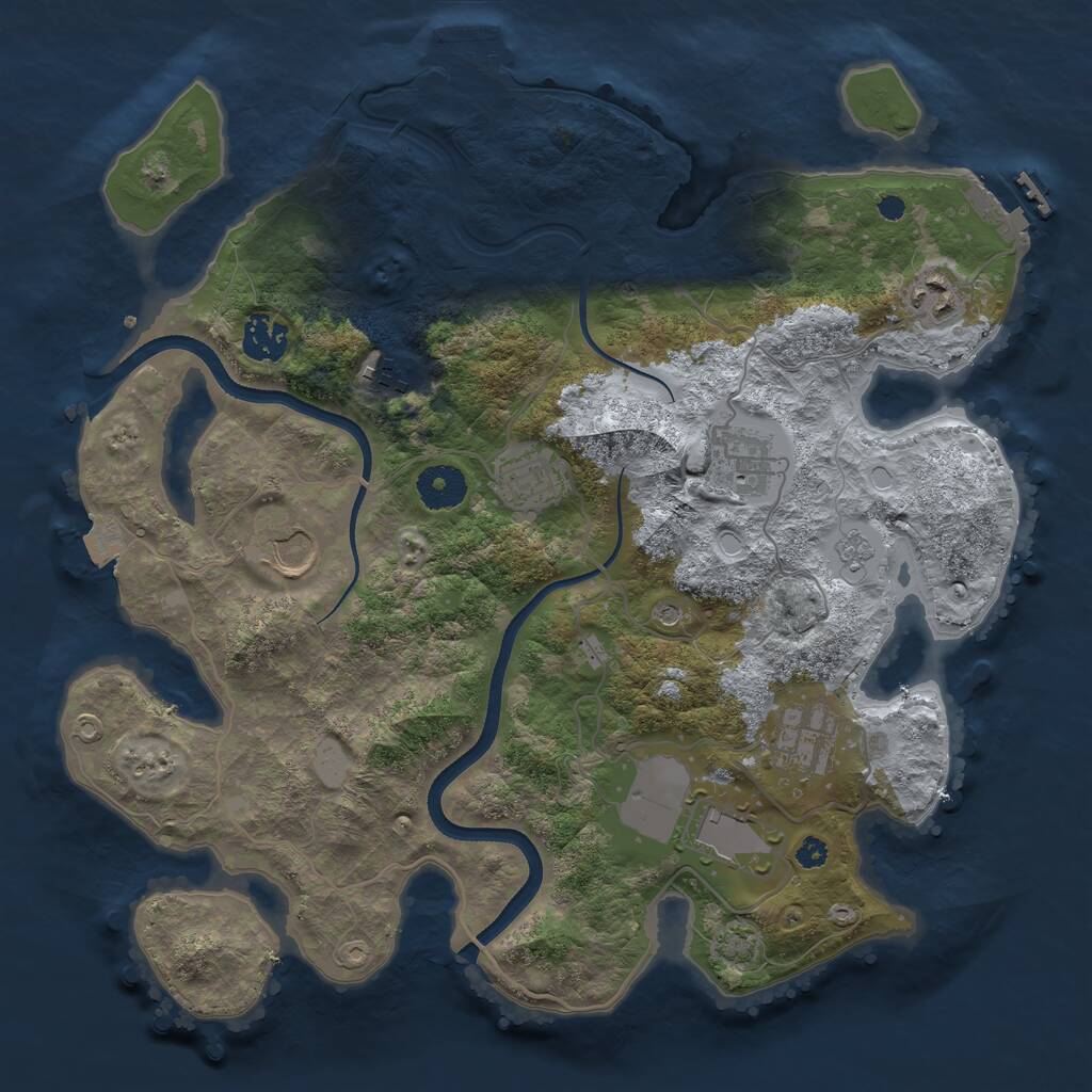 Rust Map: Procedural Map, Size: 3500, Seed: 2852412, 14 Monuments