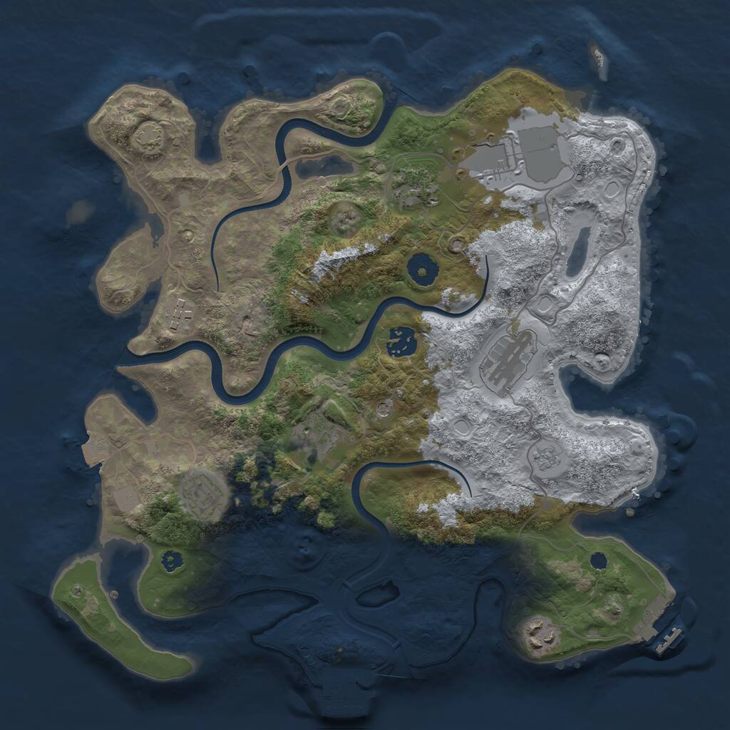 Rust Map: Procedural Map, Size: 3500, Seed: 6166994, 14 Monuments