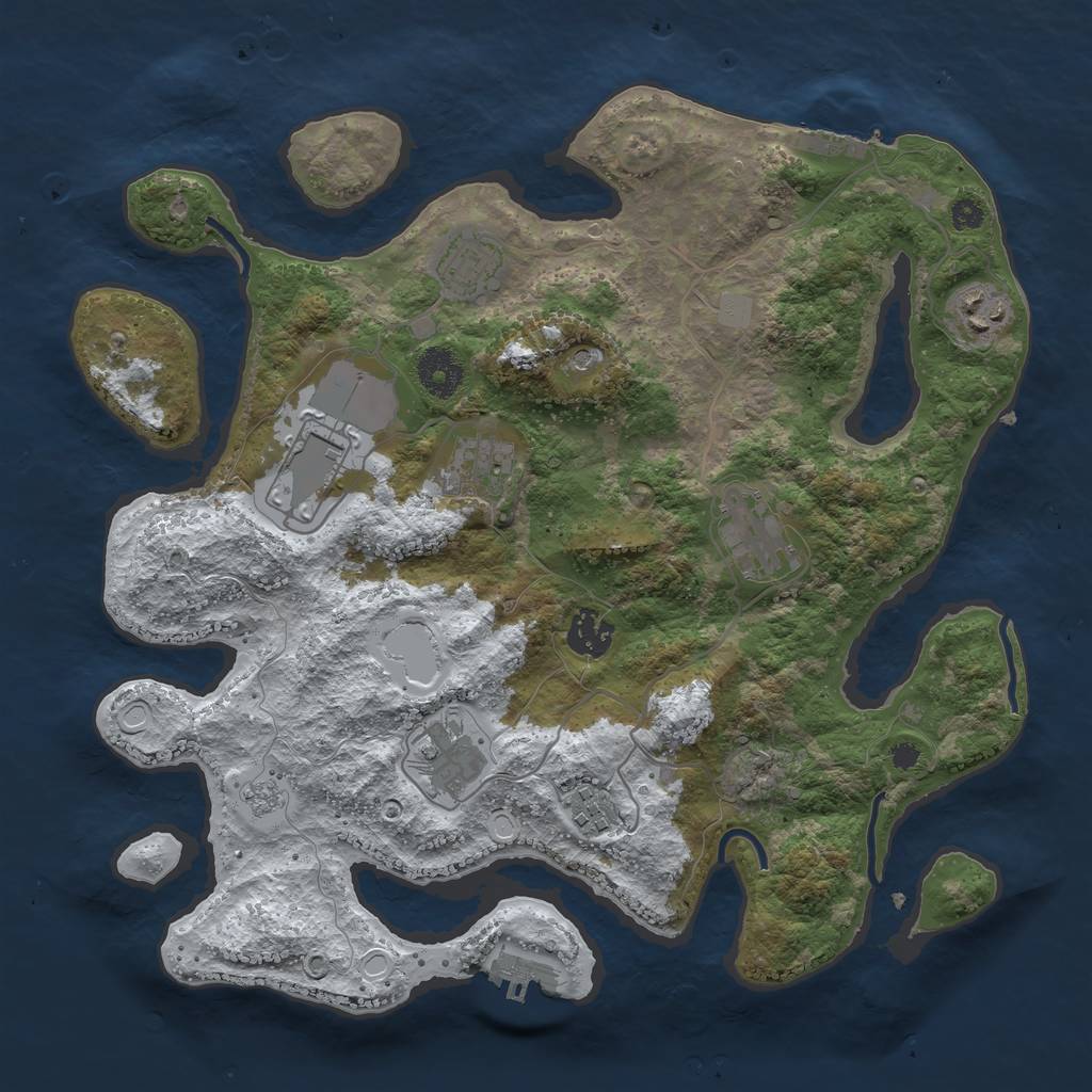 Rust Map: Procedural Map, Size: 3500, Seed: 3579878, 17 Monuments