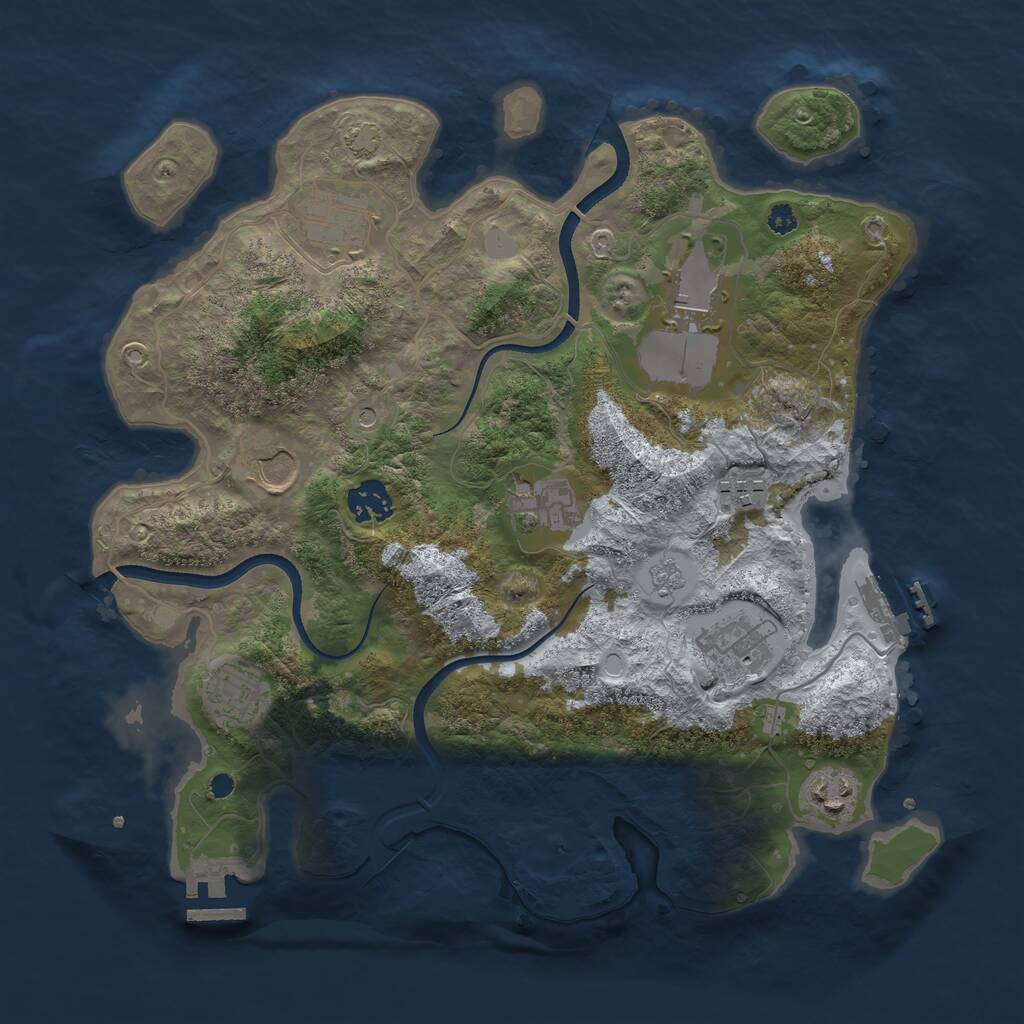 Rust Map: Procedural Map, Size: 3500, Seed: 3428674, 15 Monuments