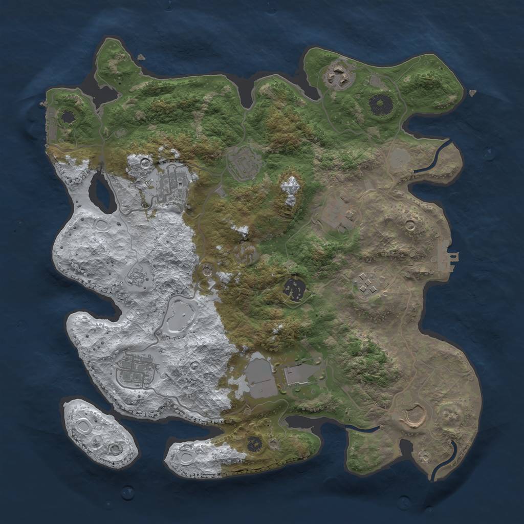 Rust Map: Procedural Map, Size: 3500, Seed: 5236466, 18 Monuments