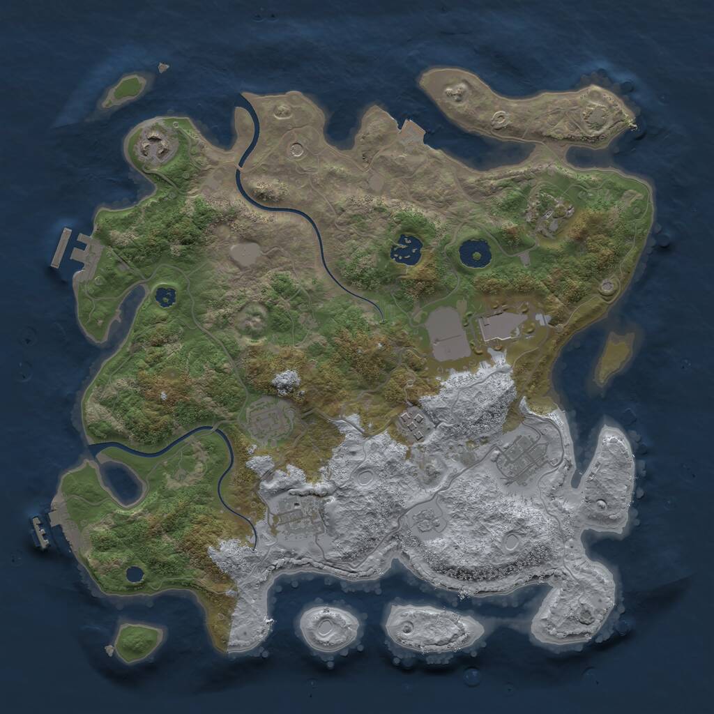 Rust Map: Procedural Map, Size: 3500, Seed: 5383953, 14 Monuments