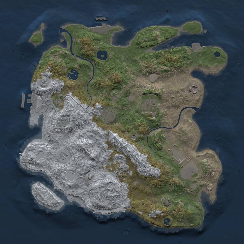 Rust Map: Procedural Map, Size: 3500, Seed: 2427229, 13 Monuments
