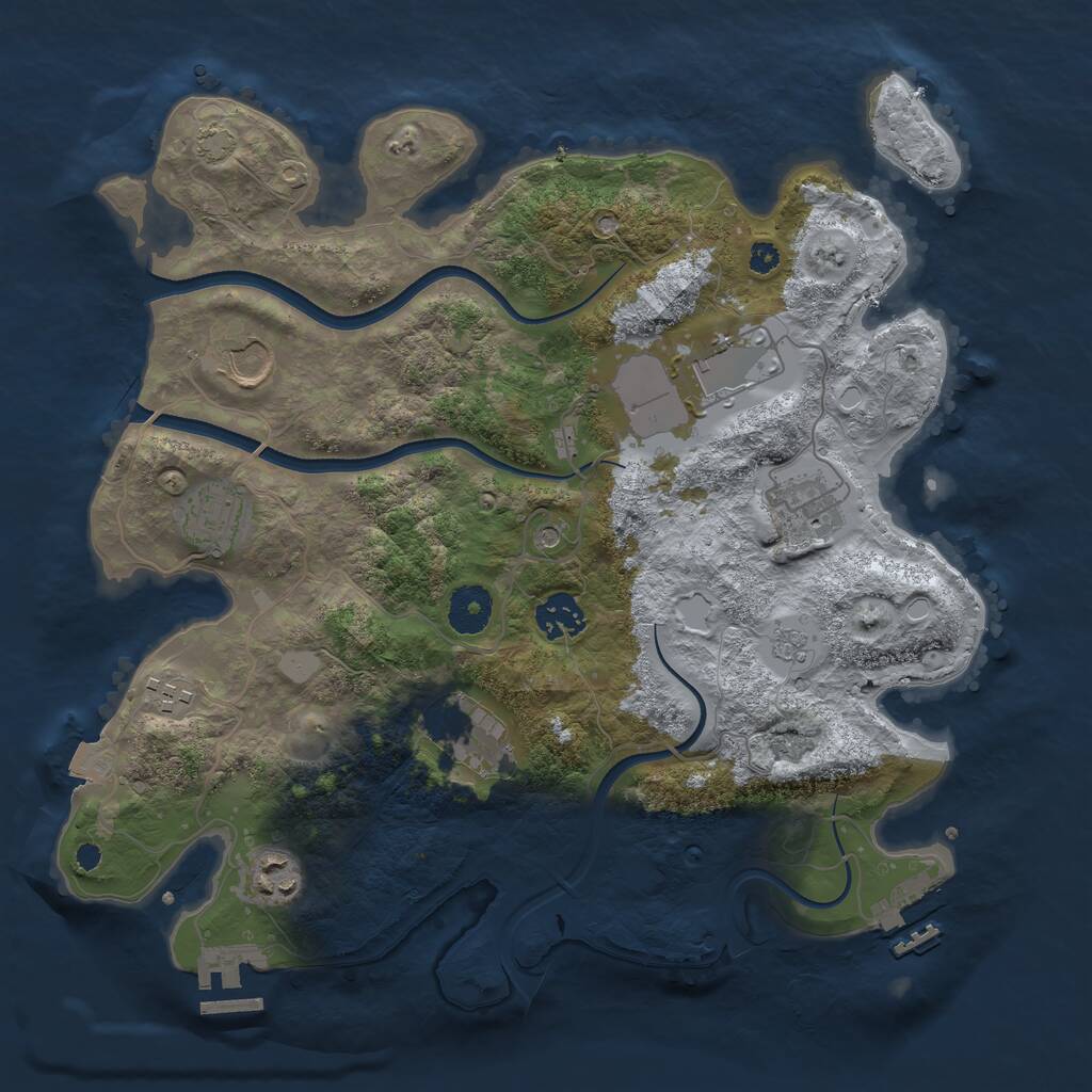 Rust Map: Procedural Map, Size: 3500, Seed: 2631662, 14 Monuments
